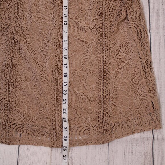 Cable And Gauge Ladies Top Sleeveless Blouse Crochet Lace Boho Taupe Brown Xlarg - Picture 6 of 9